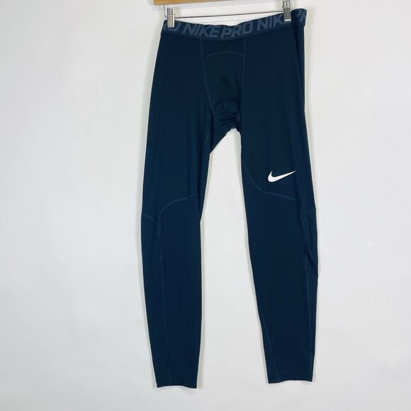 Nike Pro Black Swoosh Logo Training Lightweight Stretch Tights 838067 Mens XXL‎ - Picture 1 of 9